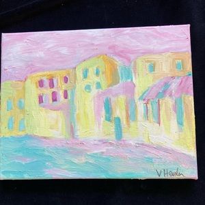 “Island Arrival ” An Original art acrylic Painting 14”x11” Canvas Hand p…